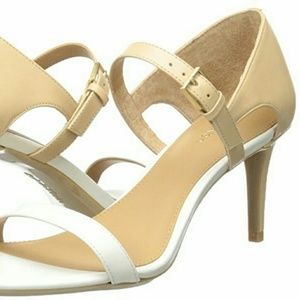 Calvin Klein Luigina White and Camel Heels